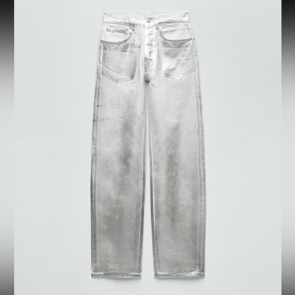 Zara ZW The Boy Boy Pants Metallic Jeans